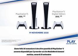Giochi in prevendita e tantissime novità in arrivo in anteprima su mediaworld.it! Playstation 5 Da Domani Torna Disponibile Per Il Pre Order Da Mediaworld