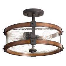 Kichler Rustic Distressed Black Wood Seeded Glass Semi Flush Ceiling Light 14 Hom Semi Flush Mount Lighting Semi Flush Ceiling Lights Flush Mount Lighting