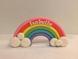 Pasta De Azucar Fondant 3d Arco Iris Pastel De Cumpleanos Personalizable Con El Nombre De Nino Rainbow Cake Fondant Sugar Paste