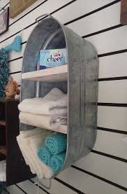 Washtub Bucket Upcycled Hanging Wall Shelf Cupboard Towel Rack Great For A Bathroom Or Kitchen Home Decor A Pinterest Favorite Waschbottich Regalwand Waschzuber