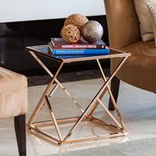 Danya B Square Rose Gold End Table With Black Glasstop Ha15708 The Home Depot Gold End Table Gold Furniture Rose Gold Furniture
