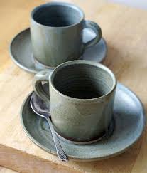 Pottery Espresso Cups And Saucers A Handmade Set Of Two In Etsy Pottery Espresso Cups Pottery Mugs