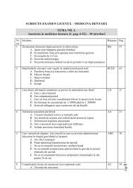 Subiecte Examen LicenÅ£Äƒ Medicina DentarÄƒ Tema Nr 1