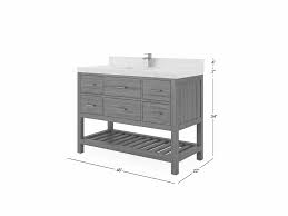 Parker 48 Single Sink Bathroom Vanity in Premium Teak 1.5" Empira Quartz, Bathroom Vanities, by Willow Bath and Vanity LLC