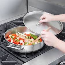 Vigor 5 Qt Stainless Steel Aluminum Clad Saute Pan With Lid And Helper Handle In 2020 Saute Pan Saute Cooking Meat