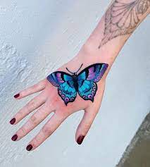Vibrant Butterfly Butterfly Hand Tattoo Hand Tattoos Hand Tattoos For Women