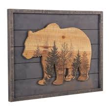 Rustic Wood Grizzly Bear Wall Decor In 2020 Rustic Cabin Decor Wood Wall Art Rustic Wall Art