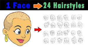 How to draw cartoon hair. How To Draw Hairs Of Female Cartoon Character 24 Different Types Of Hairs Youtube