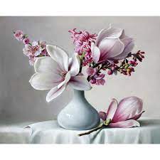 Perfect Vase With Big Pink Flowers Flower Art Flower Painting Floral Art