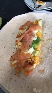 Recipe courtesy of bobby flay. Smoked Salmon Avocado Halloumi Scrambled Egg Breakfast Burrito Thehighchef