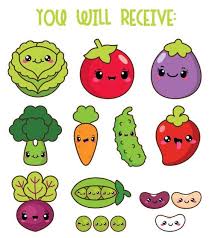 Kawaii Legumes Clipart Kawaii Legumes Clipart Clipart Etsy Cute Food Drawings Clip Art Vegetable Drawing