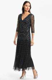 New Pisarro Nights Beaded Mesh Drop Waist Gown Dress Black Size 8 Beaded Mesh Dress Tea Length Dresses Summer Mother Of The Bride Dresses