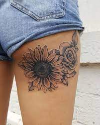 Tattoo ideas sunflowers and roses. Fun Little Cover Up From Yesterday Sunflower Sunflowertattoo Rose Rosetattoo Tattoo Tattooartist Toronto Tattoos Sunflower Tattoo Thigh Body Art Tattoos