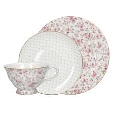 8 oz multi color floral tea cups with gold trim around the cup's base and rim and saucer's rim. Ditsy Floral White Afternoon Tea Set Katie Alice Katie Alice