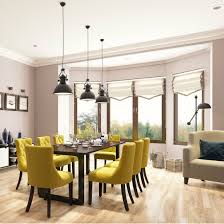 A Neutral Dining Room Contrasted With Mustard Yellow Dining Chairs Yellow Dining Chairs Dining Room Colors Yellow Dining Room