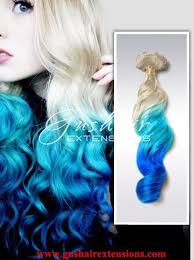 Lagoon Blue Ombre Hair Extensions Polynesian Beach Style Blonde Blue Dip Dyed Hair Extensions Trending Blue Wigs Hair Dye Tips Ombre Hair Extensions Ombre Hair