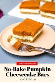 Easy No Bake Pumpkin Cheesecake Bars Pumpkin Cheesecake Bars Baked Pumpkin Pumpkin Cheesecake