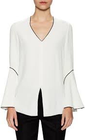 Derek Lam Women S Bell Sleeve Trimmed Blouse Ropa Disenos De Blusa Blusa Elegante