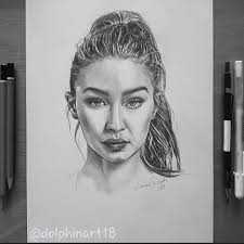 Gigi hadid was born in los angeles, california and began modeling when she was two years old for baby guess. Dolphin Art Pencil Drawing Of Model Gigi Hadid Approx Facebook
