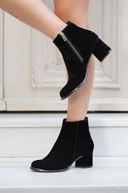 Kalin Topuklu Siyah Suet Bot Modeli Tlt12019 Thick Heels Boots Heels