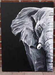 Black And White Elephant Pictures Medium Acrylic Painting Black White Schwarz Weiss Grau Grey Africa Jungle Afrika Dschungel A Black Canvas Paintings Elephant Canvas Elephant Canvas Art