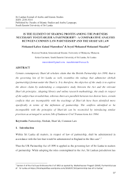 These are the result of judicial activity and some the result of statutory intervention, in particular the civil law (amendment) act 1984, which came into Pdf Is The Element Of Sharing Profits Among The Partners Necessary To Establish A Partnership A Comparative Analysis Between Common Law Partnership And The Shari Ah Law
