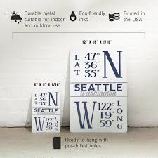 Amazon.com : Lantern Press 6x9 Inch Metal Sign, Seattle, Washington, Latitude  and Longitude (Blue) : Home & Kitchen