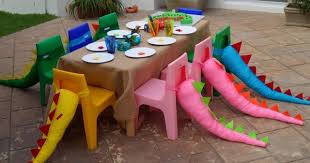 Clever Idea For A Dinosaur Party Attached Tails To Everyone S Chairs Dinosaur Birthday Party Dino Birthday Party Dinosaur Birthday