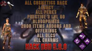 For additional information about a specific perk, its history and changes over time, interaction(s) with game mechanics, other unlockables, or even other characters , please refer to a perk's article page perks can be unlocked by both killers and survivors. Hack Dbd 5 0 0 All Perks Prestige 3 Skins Legacy Bloodpoints Items Addons Cosmetics Dlc Macro Youtube