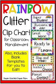 Rainbow Glitter Clip Chart Editable Version Included