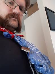 Think about it longer hair bandana and a sneaking suit