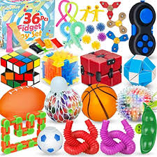 Buy electronics, apparel, books, music & more. Amazon Com 36 Pcs Sensory Fidget Toys Pack Fidgets Box Stress Relief And Anti Anxiety Autistic Adhd Toy Set For Kids Teens Adults Fidget Pad Stress Balls Marble And Mesh Pop Tubes Fidget Spinner Stretchy Strings Toys Games