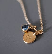 14k Gold Vermeil Tiny Initial And Birthstone Necklace Initial Birthstone Necklace Bangles Jewelry Designs Jewelry