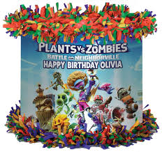 Plants Vs Zombies Battle For Neighborville Pinata Happy Birthday Olivia Personalized Party Supplies Zombie Party