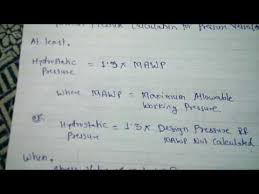 Hydro Test Pressure Calculation For Pressure Vessel Piping