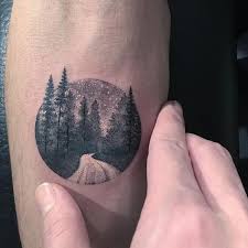 Woods Tattoo By Eva Krbdk Evakrbdk Eva Turkish Circle Miniature Mini Scenery Scene Woods Forest Circle Tattoos Tree Tattoo Forearm Gorgeous Tattoos