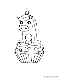 Unicorn coloring pages allow kids to travel to a fantastic world of wonders while coloring, drawing and learning about this magical character. Unicorn On Cupcake Coloring Pages Cupcake Coloring Pages Coloring Pages For Kids And Adults