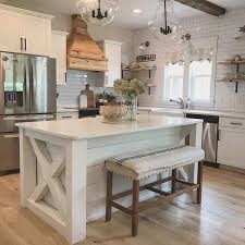 Love The Barn Style End Of The Kitchen Island Farmhouse Kitchen Design Rustic Farmhouse Kitchen Farmhouse Style Kitchen