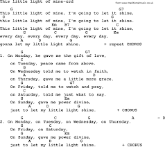 Kingston Trio Song This Little Light Of Mine Lyrics And Chords