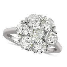 7 Stone Diamond Rings Stone Flower Shaped Diamond Cluster Ring Set With 2 30ct Of Cluster Ring Set Antique Engagement Rings Vintage Diamond Cluster Ring