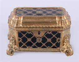 Lot - ALPHONSE GIROUX & CIE, PARIS, BRONZE AND GLASS JEWEL CASKET, MID-19TH  CENTURY 3 x 5 x 3 in. (7.62 x 12.70 x 7.62 cm.)