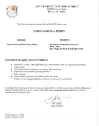 First let's start with the basics of a good cover letter, and. Albion College Teacher Education Program Hanover Horton Is Looking For A 5th Grade Teacher Facebook