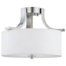 Thomas Lighting Pendenza 2 Light Ceiling Brushed Nickel Flush Mount Sl860978 The Home Dep Semi Flush Ceiling Lights Thomas Lighting Semi Flush Mount Lighting