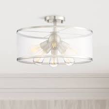 This collection of led drum fixtures feature many options of fabric shades with an internal acrylic diffuser which twist locks into place. Drum Semi Flush Mount Close To Ceiling Lights Lamps Plus