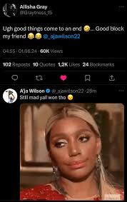 A'Ja Wilson finally blocked her bff/college roommate Alisha Gray : r/wnba