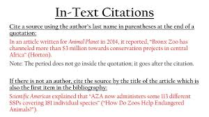 How should you use et al.? In Text Citations Cite A Source Using The Author S Last Name In Parentheses At The End Of A Quotation In An Article Written For Animal Planet In 2014 Ppt Download