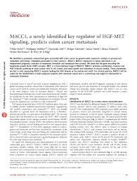 A growth of pathogenic microorganisms or of abnormal cells distant. Pdf Macc1 A Newly Identified Key Regulator Of Hgf Met Signaling Predicts Colon Cancer Metastasis