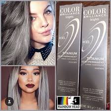 Ion color chart demi permanent. Mulpix Ion Color Brilliance Titanium Available At Rainbowhead Ph P550 Each Only One Tube Is 2 05 Oz Silver Hair Dye Ion Hair Colors Ion Hair Color Chart