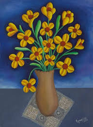 Oil painting on canvas summer delight from the series flowers for inspiration. Unicef Market Oil Painting On Canvas Of Flower Vase With Yellow Flowers Well Wishing Bouquet