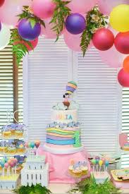Cakescape From An Oh The Places You Ll Go Dr Seuss Birthday Party On Kara S Party Id Dr Seuss Birthday Party Colorful Birthday Party Toddler Birthday Themes